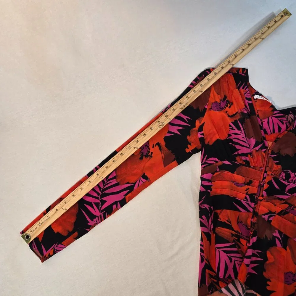 VERONICA BEARD Old Money Y2K Pevero Red Floral Stretch Silk Babydoll Top Size 2. - Picture 17 of 17